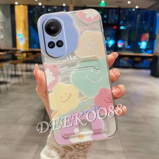 เคสโทรศัพท์มือถือ แบบนิ่ม ลายหน้ายิ้ม มีช่องใส่บัตร สําหรับ OPPO Reno10 Pro Plus Pro+ Reno8 T Z A96 A78 A77S A77 A76 A57 A17K A17 5G 4G 2023 Reno 10 10Pro 8 8T 8Z