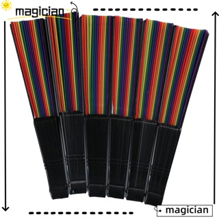 Mag พัดมือ แบบพลาสติก แนวนอน สีรุ้ง พับได้ สีสันสดใส สําหรับเต้นรํา 12 ชิ้น