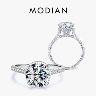 Modian แหวนเงินแท้ 925 ประดับเพทาย รูปหัวใจ 3ct หรูหรา เครื่องประดับ สําหรับผู้หญิง หมั้น งานแต่งงาน