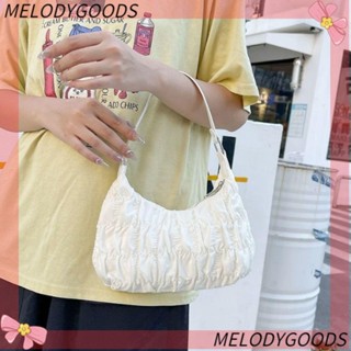 Melodg กระเป๋าสะพายไหล่แฟชั่น สีพื้น ทรงคลัทช์ เรียบง่าย