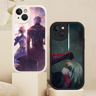 เคสโทรศัพท์มือถือหนังแกะ ลาย Saber Fate Stay Night สําหรับ iPhone 14 12 11 13 Pro Max Mini 7 8 Plus SE 2020 X XS XR