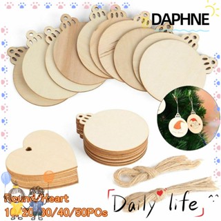 DAPHNE แผ่นไม้ ทรงกลม ลายหัวใจ พร้อมเชือก สําหรับประดับตกแต่ง DIY