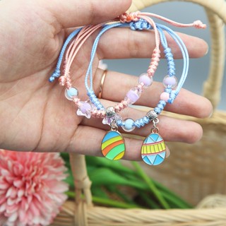 สร้อยข้อมือ เชือกทอมือ จี้รูปไข่ แฟชั่นสําหรับผู้หญิง และนักเรียน