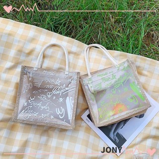 Jy1 กระเป๋าถือ พลาสติก PVC ใส ขนาดเล็ก ลายกราฟฟิตี้ แฟชั่นสําหรับผู้หญิง