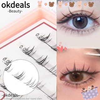 Okdeals ขนตาปลอมแฮนด์เมด แบบยาวธรรมชาติ สีโปร่งใส สําหรับผู้หญิง