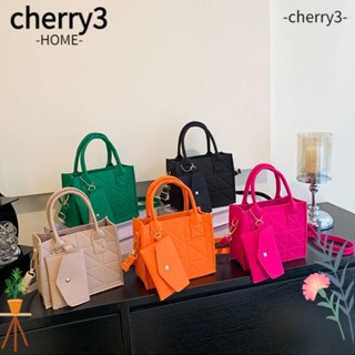 Cherry3 กระเป๋าสะพายไหล่ ผ้าสักหลาด แต่งซิป ทรงสี่เหลี่ยม ขนาดเล็ก สีพื้น สําหรับผู้หญิง