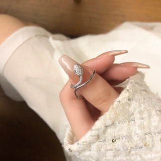 Wrapped Snake Ring for Girls New Super Sparkling Micro Set Zircon Opening Adjustable Ring with Cool and Unique Design Sense