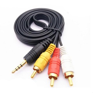 Aux สายเคเบิลวิดีโอ 3RCA ตัวผู้ เป็น 3.5 มม. ตัวผู้ 3 ฟุต อุปกรณ์เสริมแปลงเสียง DV