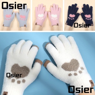 OSIER1 ถุงมือผ้าฝ้าย แบบหนา กันความหนาว สัมผัสหน้าจอได้ เหมาะกับใส่เล่นสกี กลางแจ้ง แฟชั่นฤดูหนาว สําหรับผู้หญิง