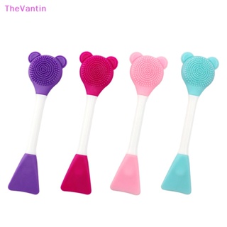 Thevantin แปรงทําความสะอาดผิวหน้า แบบสองหัว ซิลิโคน แปรงนวดหน้า Exfoliag ผลิตภัณฑ์ทําความสะอาดผิวหน้า เครื่องมือนวด สุ่มสี ของดี