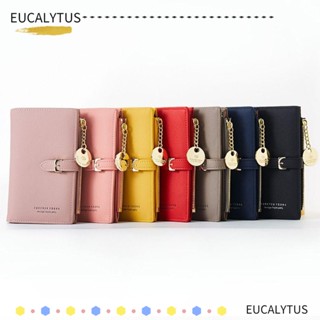 Eutus กระเป๋าสตางค์หนัง แบบบาง ใส่บัตรได้หลายใบ สีพื้น สําหรับผู้หญิง