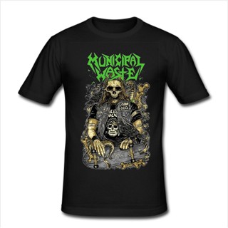 Municipal Waste ขยะเทศบาล เสื้อยืดแขนสั้นร็อคฮิปฮอปฤดูร้อน