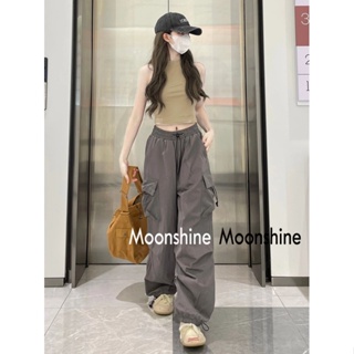 Moon  กางเกงขายาว คาร์โก้ กางเกง เชือกอเมริกันคลาสิค Cargo pants 2023 NEW 072628 High quality สวย fashion สไตล์เกาหลี A90M00L 36Z230909