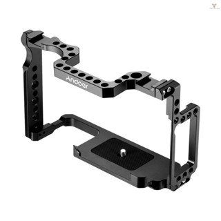 Fw Andoer Camera Cage Aluminum Alloy with 1/4 Inch &amp; 3/8 Inch Screw Holes Dual Cold Shoe Mount Compatible with  5DS 5DR 5D Mark IV/III/II