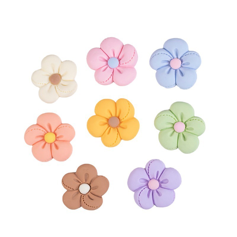 Crocs Jibbitz การ์ตูนเรซิ่น Charm สีดอกไม้ Frosted ห้ากลีบดอกไม้ 2.5D DIY รองเท้าเรซิ่น Charm ปุ่ม 1 ชิ้น