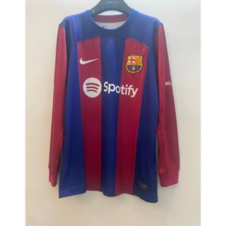 เสื้อกีฬาแขนยาว ลายทีมชาติฟุตบอล Barcelona Main 23-24 ชุดเหย้า สําหรับผู้ชาย ไซซ์ S - 2XL