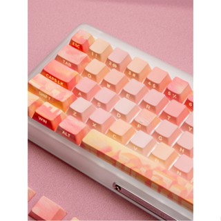 Piifox Pink Story CKC-02 ปุ่มกดคีย์บอร์ดแกะสลัก ธีมภาพวาดสีน้ํามัน PBT 130 คีย์