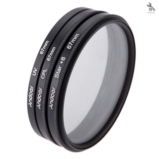 {self} Andoer 67mm Filter Set UV + CPL + Star 8-Point Filter Kit with Case for    DSLR Camera Lens