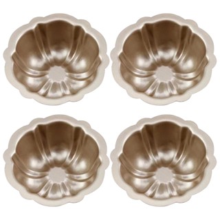 4pcs DIY Mini Carbon Steel Cookie Non Stick Fluted Pumpkin Shaped Brownie Easy Release Muffin Tray Cake Pan