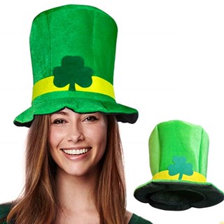 Yili Saint Patricks Day Shamrock Clover หมวกกํามะหยี่ สีเขียว สําหรับแต่งคอสเพลย์ ปาร์ตี้