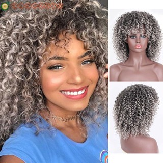 Aelegant Afro Kinky วิกผมสั้น หยิกหยักศก สีน้ําตาลธรรมชาติ ทนความร้อน คุณภาพสูง สําหรับผู้หญิง