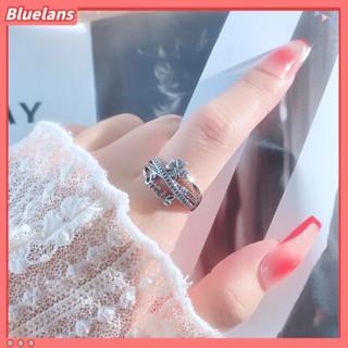 Bluelans แหวนแฟชั่น รูปใบโคลเวอร์สี่แฉก เรขาคณิต ปรับได้ ทนต่อการสึกหรอ