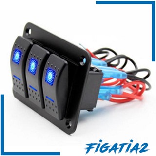 [Figatia2] แผงสวิตช์โยก เปิด ปิด อลูมิเนียม 3 Gang 5 Pin LED สีฟ้า