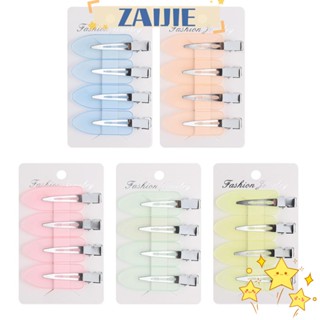 Zaijie24 กิ๊บติดผมแฟชั่น ไม่มีรอยย่น สีแคนดี้ 4 ชิ้น