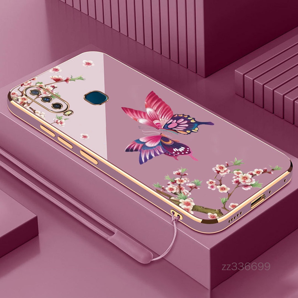 เคส VIVO Y11 VIVO Y12 VIVO Y15 VIVO Y17 VIVO Y19 เคสโทรศัพท์ ชุบขอบตรง ซิลิโคน เคสโทรศัพท์ ผีเสื้อสว