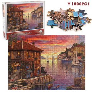 1000pcs Ocean Side Hotel Scene Jigsaw Adults Difficult Paper Puzzle Toys