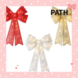 Path ริบบิ้นโบว์คริสต์มาส LED สีทอง สีเงิน สีแดง สําหรับแขวนตกแต่งผนัง