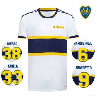 เสื้อกีฬาแขนสั้น ลายทีมชาติฟุตบอล Boca Juniors Varela Benedetto Vasquez Player Version 22-23 ชุดเยือน