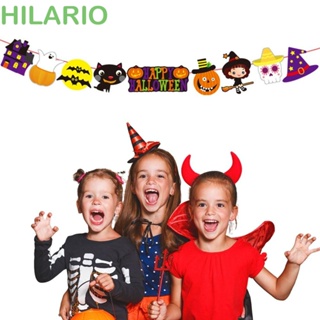 Hilario แบนเนอร์ ลายตัวอักษร Happy Bat Spider Garland Witch สําหรับแขวนตกแต่งบ้าน ฮาโลวีน