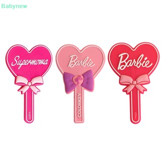 &lt;Babynew&gt; กระจกแต่งหน้า แบบมือถือ รูปหัวใจ สีชมพู สําหรับตุ๊กตาบาร์บี้