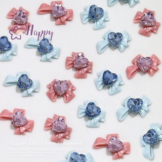 &lt;Happybay&gt; ริบบิ้นเรซิ่น รูปโบว์ 3D สีชมพู สําหรับตกแต่งเล็บ 10 ชิ้น