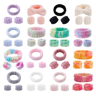 Hik สายรัดข้อมือ สปา ที่คาดผม ไมโครไฟเบอร์ ผ้าขนหนู สายรัดข้อมือ Scrunchies