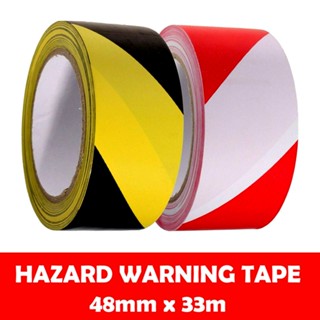 เทปเตือน PVC สีดํา เหลือง 33 เมตร
