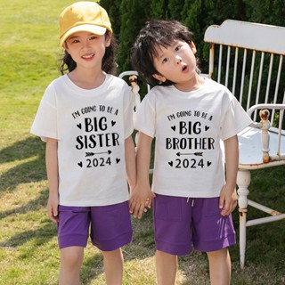 เสื้อยืด พิมพ์ลาย Im Being Promoted To Big Sister Brother 2024 แฟชั่นฤดูร้อน สําหรับเด็กวัยหัดเดิน