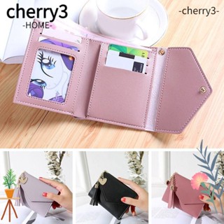 Cherry3 กระเป๋าสตางค์ หนัง PU ใส่เหรียญได้ พับได้ แบบพกพา สําหรับผู้หญิง