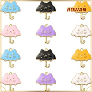 Rowans ชาร์มแมว เคลือบอัลลอย น่ารัก สีม่วง สีฟ้า สีขาว สีเหลือง สีชมพู เครื่องประดับ