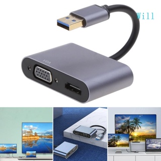 Will อะแดปเตอร์แปลงปลั๊ก VGA USB 3 0 เป็น VGA 1080P หน้าจอคู่