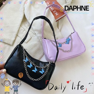 Daphne กระเป๋าสะพายไหล่ กระเป๋าถือ อเนกประสงค์ ลายนูน รูปผีเสื้อ สายโซ่คล้อง