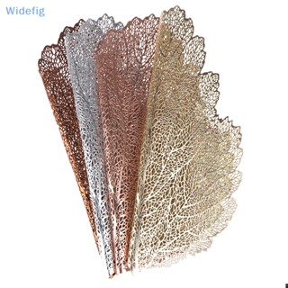 Widefig แผ่นรองจาน PVC รูปใบไม้ สําหรับตกแต่งโต๊ะรับประทานอาหาร 1 ชิ้น