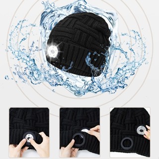 Winter Beanie Hat 5LED Light Warm Knitted Cap Outdoor Camping Rechargeable Lamp