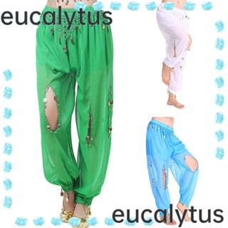 Eucalytus1 กางเกงขายาว ผ้าชีฟอง แต่งพู่ ระยิบระยับหน้าท้อง