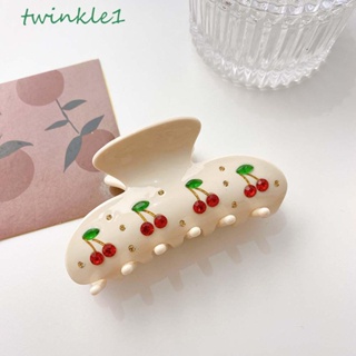 Twinkle1 กิ๊บติดผม รูปเชอร์รี่ ประดับเพชรคริสตัล พลอยเทียม สีขาว หรูหรา สําหรับผู้หญิง