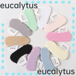 Eucalytus1 ถุงเท้าผ้าฝ้าย ระบายอากาศ มองไม่เห็น แฟชั่น สําหรับเรือ 10 คู่