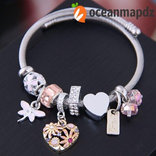 Oceanmapdz สร้อยข้อมือเงิน ประดับพู่ อัลลอย รูปหัวใจ เปิด ของขวัญวันเกิด สไตล์ชนเผ่า