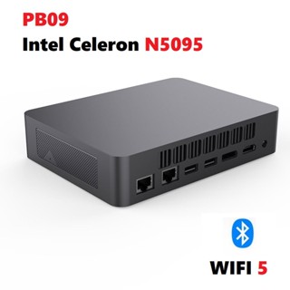 พัดลมระบายความร้อน PB09 N5095 Mini PC Windows 11 DDR4 8GB PCie M.2 2280 SSD USB3.2 RJ45 1000M 5 รองรับบลูทูธ