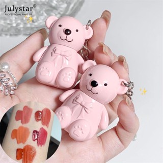 JULYSTAR Magic Casa Water Light Stain ลิปกลอส Mirror ลิปสติกกลอส พวงกุญแจหมีน่ารัก Lip Glaze ลิปทินท์เนื้อแมทกันน้ำติดทนนาน 5 สีแต่งหน้าทาปาก